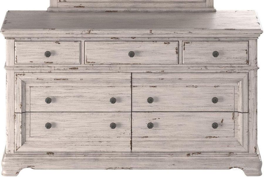 The appearance of Providence Antique White 7 Drawer Dresser designed by American Woodcrafters in the modern / contemporary interior design. This white piece of furniture  was selected by 1StopBedrooms from Providence Collection to add a touch of cosiness and style into your home. Sku: 1910-270. Material: Wood. Product Type: Dresser. Image1