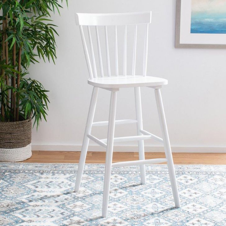 The appearance of Providence Bar Stool BST8504A designed by Safavieh in the modern / contemporary interior design. This white piece of furniture  was selected by 1StopBedrooms from Providence Collection to add a touch of cosiness and style into your home. Sku: BST8504A-SET2. Product Type: Barstool. Material: Rubberwood. Image1