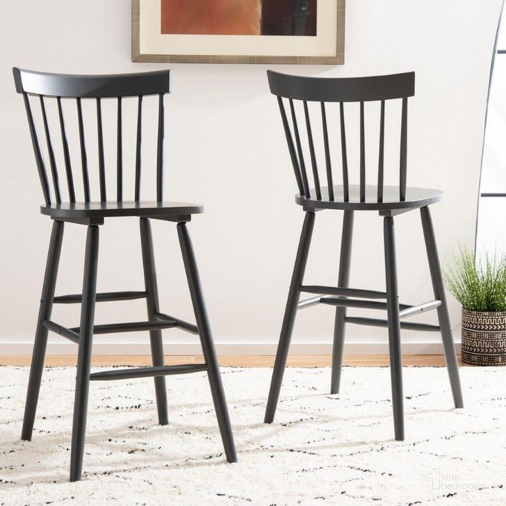 The appearance of Providence Bar Stool BST8504D designed by Safavieh in the modern / contemporary interior design. This grey piece of furniture  was selected by 1StopBedrooms from Providence Collection to add a touch of cosiness and style into your home. Sku: BST8504D-SET2. Product Type: Barstool. Material: Rubberwood. Image1