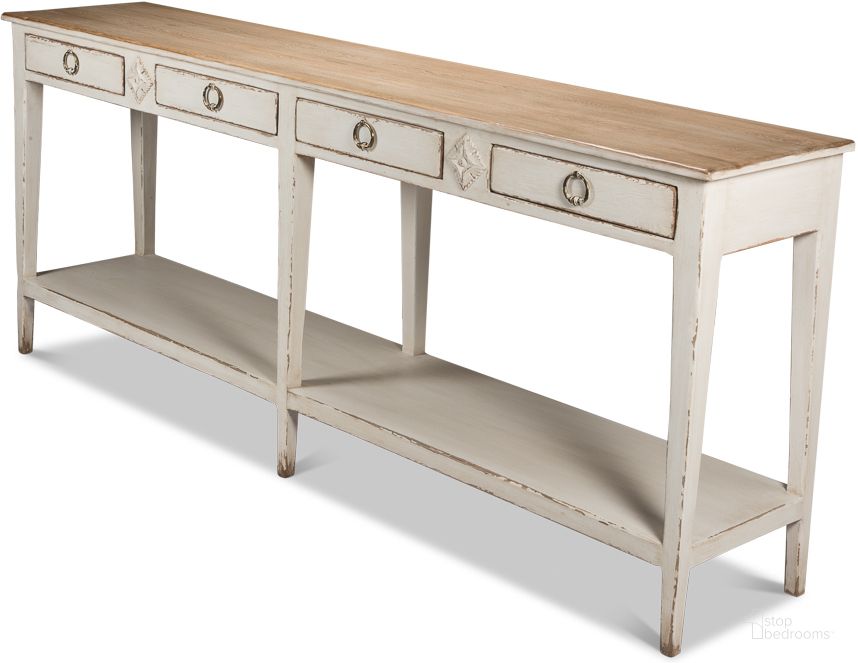 The appearance of Provincial White Hall Table designed by Sarreid in the traditional interior design. This white piece of furniture  was selected by 1StopBedrooms from Provincial Collection to add a touch of cosiness and style into your home. Sku: 53172. Product Type: Table. Image1