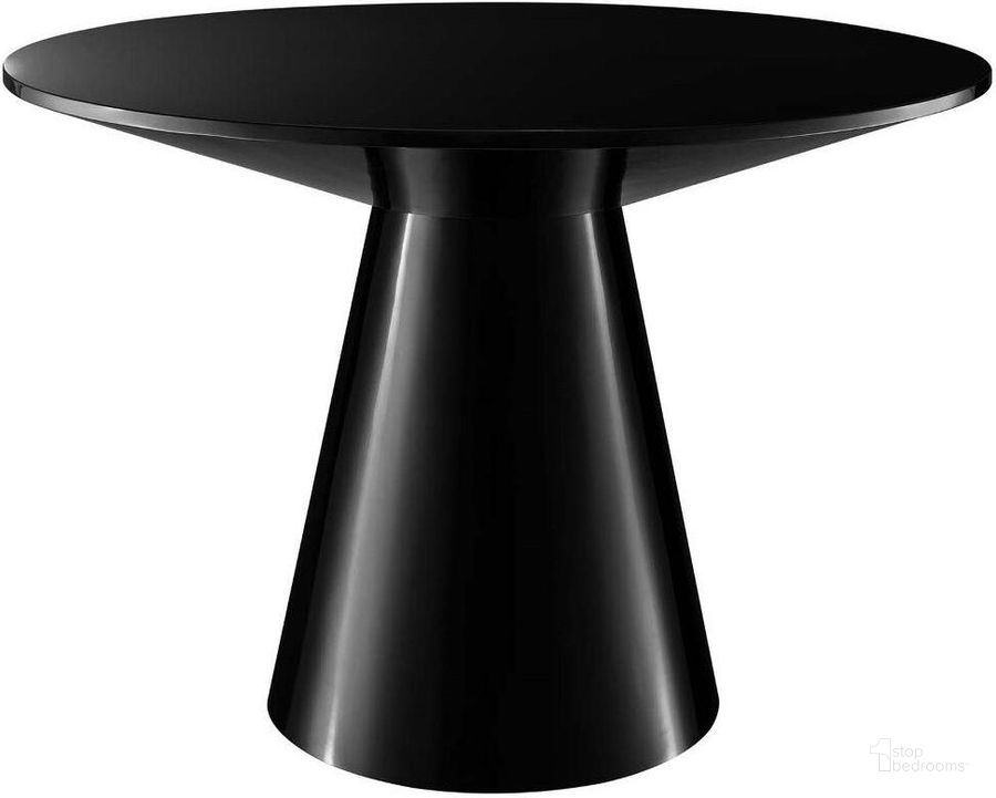 The appearance of Provision Black 47 Inch Round Dining Table designed by Modway in the modern / contemporary interior design. This black piece of furniture  was selected by 1StopBedrooms from Provision Collection to add a touch of cosiness and style into your home. Sku: EEI-6101-BLK. Table Base Style: Pedestal. Table Top Shape: Round. Product Type: Dining Table. Material: MDF. Size: 47". Image1