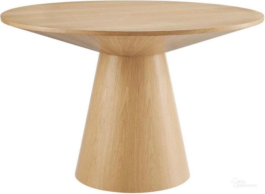 The appearance of Provision Oak 47 Inch Round Dining Table designed by Modway in the modern / contemporary interior design. This oak piece of furniture  was selected by 1StopBedrooms from Provision Collection to add a touch of cosiness and style into your home. Sku: EEI-6102-OAK. Table Base Style: Pedestal. Table Top Shape: Round. Product Type: Dining Table. Material: MDF. Size: 47". Image1