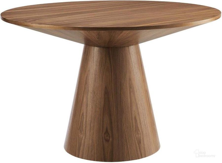 The appearance of Provision Walnut 47 Inch Round Dining Table designed by Modway in the modern / contemporary interior design. This walnut piece of furniture  was selected by 1StopBedrooms from Provision Collection to add a touch of cosiness and style into your home. Sku: EEI-6102-WAL. Table Base Style: Pedestal. Table Top Shape: Round. Product Type: Dining Table. Material: MDF. Size: 47". Image1