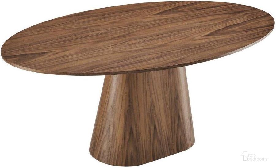 The appearance of Provision Walnut 75 Inch Oval Dining Table designed by Modway in the modern / contemporary interior design. This walnut piece of furniture  was selected by 1StopBedrooms from Provision Collection to add a touch of cosiness and style into your home. Sku: EEI-6066-WAL-SET. Table Base Style: Pedestal. Table Top Shape: Oval. Product Type: Dining Table. Material: MDF. Size: 75". Image1