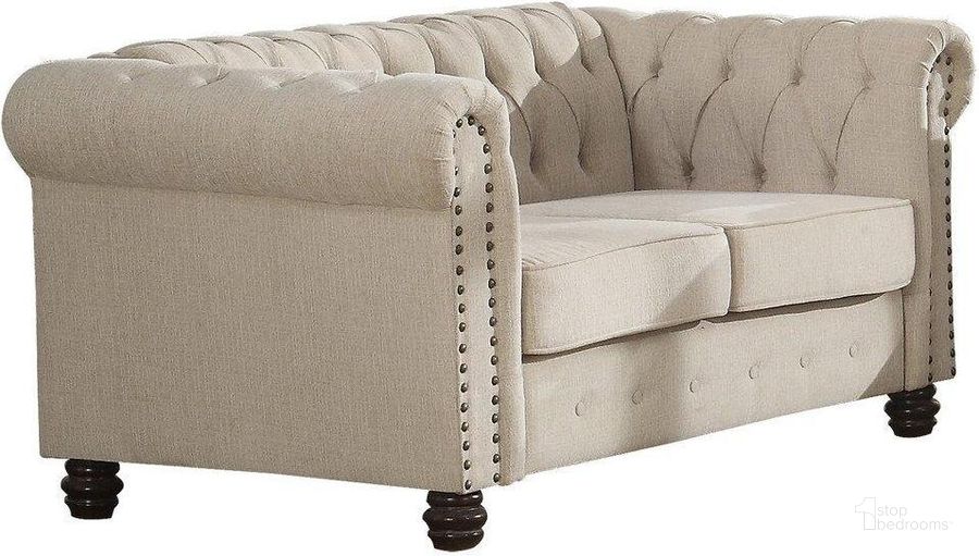 The appearance of Provost Beige Loveseat designed by Isaac Tahari in the transitional interior design. This beige piece of furniture  was selected by 1StopBedrooms from Provost Collection to add a touch of cosiness and style into your home. Sku: YS001BL. Material: Fabric. Product Type: Loveseat. Image1