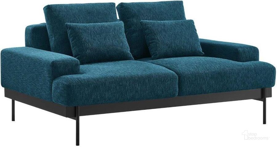 The appearance of Proximity Azure Upholstered Fabric Loveseat designed by Modway in the modern / contemporary interior design. This azure piece of furniture  was selected by 1StopBedrooms from Proximity Collection to add a touch of cosiness and style into your home. Sku: EEI-6215-AZU. Material: Wood. Product Type: Loveseat. Image1
