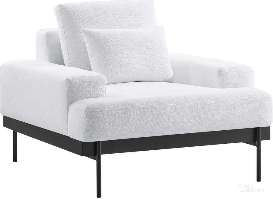 The appearance of Proximity White Upholstered Fabric Arm Chair designed by Modway in the modern / contemporary interior design. This white piece of furniture  was selected by 1StopBedrooms from Proximity Collection to add a touch of cosiness and style into your home. Sku: EEI-6216-WHI. Material: Wood. Product Type: Arm Chair. Image1