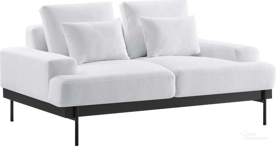 The appearance of Proximity White Upholstered Fabric Loveseat designed by Modway in the modern / contemporary interior design. This white piece of furniture  was selected by 1StopBedrooms from Proximity Collection to add a touch of cosiness and style into your home. Sku: EEI-6215-WHI. Material: Wood. Product Type: Loveseat. Image1