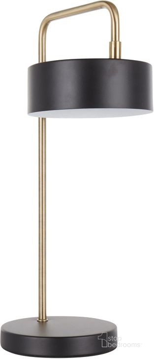 The appearance of Puck Contemporary Table Lamp In Gold And Black Metal designed by Lumisource in the modern / contemporary interior design. This black and gold piece of furniture  was selected by 1StopBedrooms from Puck Collection to add a touch of cosiness and style into your home. Sku: LS-PUCKTB BKAU. Material: Steel. Product Type: Table Lamp. Image1