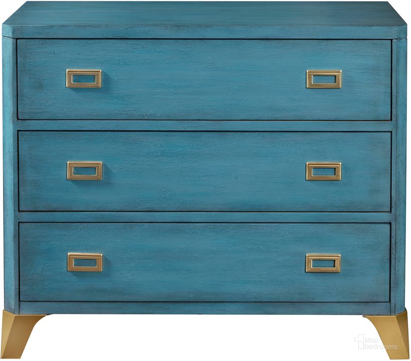 The appearance of Pulaski Accents 3 Drawer Accent Chest In Blue designed by Pulaski in the coastal interior design. This blue piece of furniture  was selected by 1StopBedrooms from Pulaski Accents Collection to add a touch of cosiness and style into your home. Sku: P301054. Product Type: Accent Chest. Material: Rubberwood. Image1