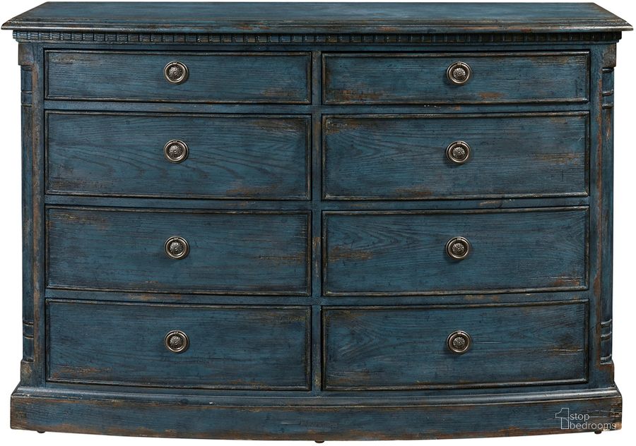 The appearance of Pulaski Accents Robin 8 Drawer Dressing Chest In Blue designed by Pulaski in the traditional interior design. This blue piece of furniture  was selected by 1StopBedrooms from Pulaski Accents Collection to add a touch of cosiness and style into your home. Sku: P301651. Material: MDF. Product Type: Accent Chest. Image1