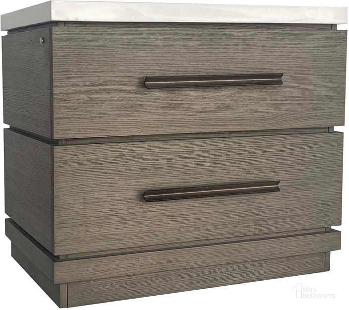 The appearance of Pure Modern Bedroom 2 Drawer Nightstand In Grey designed by Parker House in the modern / contemporary interior design. This grey piece of furniture  was selected by 1StopBedrooms from Pure Modern Collection to add a touch of cosiness and style into your home. Sku: BPUR#51282. Product Type: Nightstand. Material: Wood Veneer. Image1