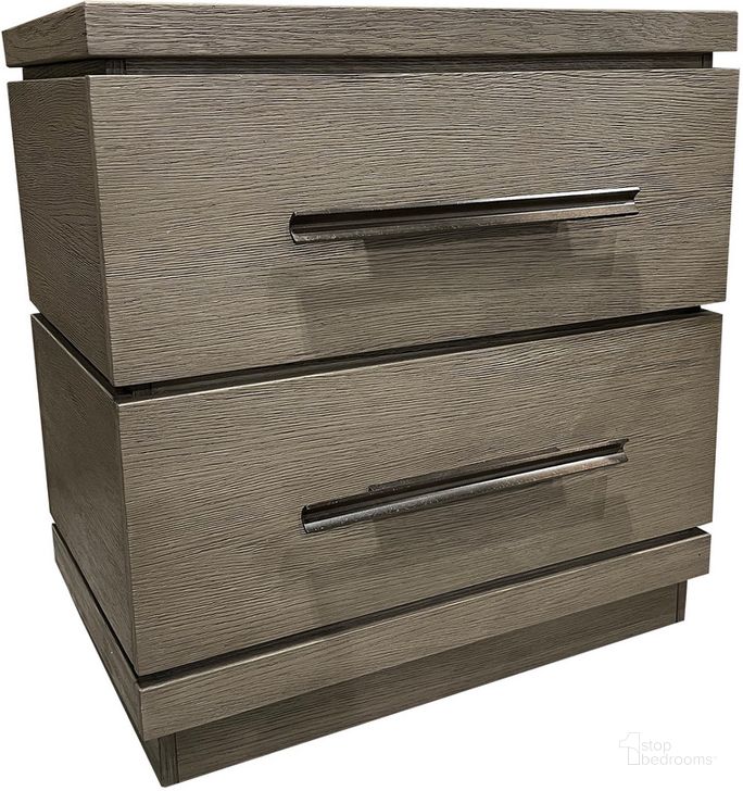 The appearance of Pure Modern Bedroom 2 Drawer Nightstand In Grey designed by Parker House in the modern / contemporary interior design. This grey piece of furniture  was selected by 1StopBedrooms from Pure Modern Collection to add a touch of cosiness and style into your home. Sku: BPUR#52232. Product Type: Nightstand. Material: Wood Veneer. Image1