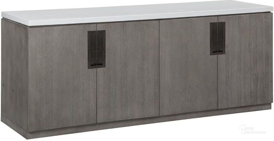 The appearance of Pure Modern Soft Moonstone Credenza With Quartz Top designed by Parker House in the transitional interior design. This gray piece of furniture  was selected by 1StopBedrooms from Pure Modern Collection to add a touch of cosiness and style into your home. Sku: PUR#384C. Product Type: Credenza.