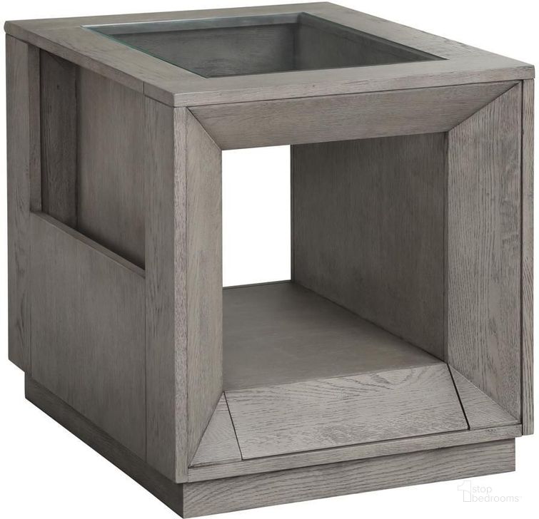 The appearance of Pure Modern Soft Moonstone Glass Top End Table designed by Parker House in the transitional interior design. This gray piece of furniture  was selected by 1StopBedrooms from Pure Modern Collection to add a touch of cosiness and style into your home. Sku: PUR#02. Product Type: End Table. Image1
