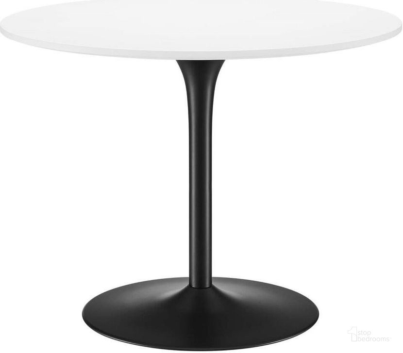 The appearance of Pursuit 40 Inch Dining Table In White Black designed by Modway in the modern / contemporary interior design. This white black piece of furniture  was selected by 1StopBedrooms from Pursuit Collection to add a touch of cosiness and style into your home. Sku: EEI-6313-WHI-BLK. Table Base Style: Pedestal. Table Top Shape: Round. Product Type: Dining Table. Material: Wood Veneer. Size: 40". Image1