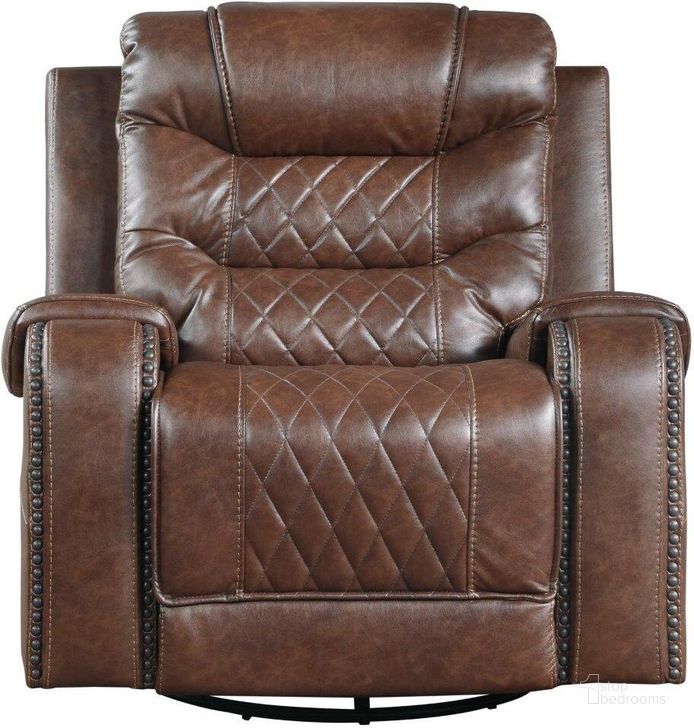 The appearance of Putnam Brown Swivel Glider Recliner designed by Homelegance in the modern / contemporary interior design. This brown piece of furniture  was selected by 1StopBedrooms from Putnam Collection to add a touch of cosiness and style into your home. Sku: 9405BR-1. Material: Microfiber. Product Type: Recliner. Image1