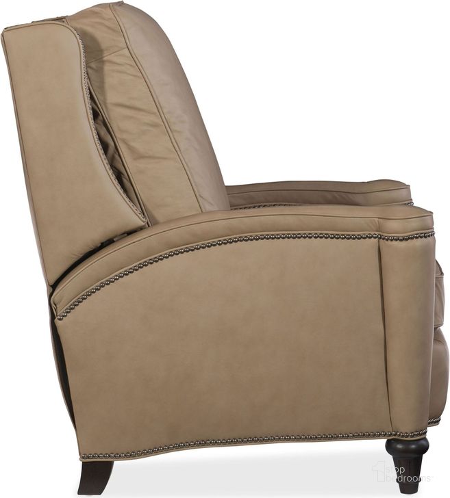 The appearance of Rylea Beige Leather Recliner designed by Hooker in the traditional interior design. This beige piece of furniture  was selected by 1StopBedrooms from Rylea Collection to add a touch of cosiness and style into your home. Sku: RC216-082. Material: Leather. Product Type: Recliner. Image1