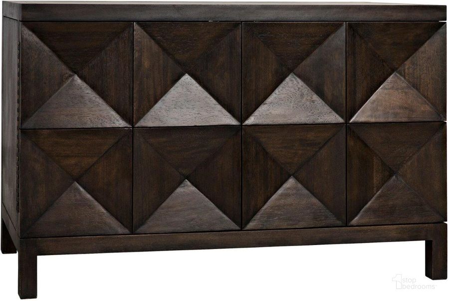 The appearance of Quadrant 2 Door Sideboard In Ebony Walnut designed by Noir in the transitional interior design. This walnut piece of furniture  was selected by 1StopBedrooms from Quadrant Collection to add a touch of cosiness and style into your home. Sku: GCON231EB-2. Product Type: Sideboard. Material: Wood Veneer. Image1