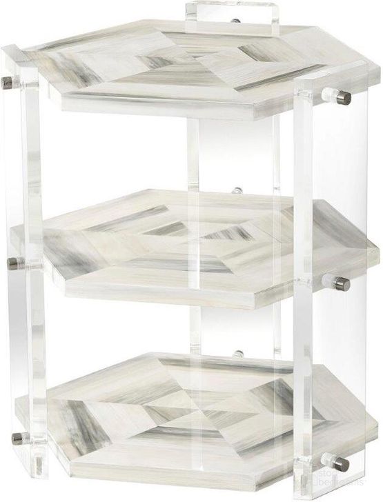 The appearance of Quadrilateral Tiers Side Table designed by Theodore Alexander in the transitional interior design. This  piece of furniture  was selected by 1StopBedrooms from Biscayne Collection to add a touch of cosiness and style into your home. Sku: 5051-007. Material: Steel. Product Type: Side Table.
