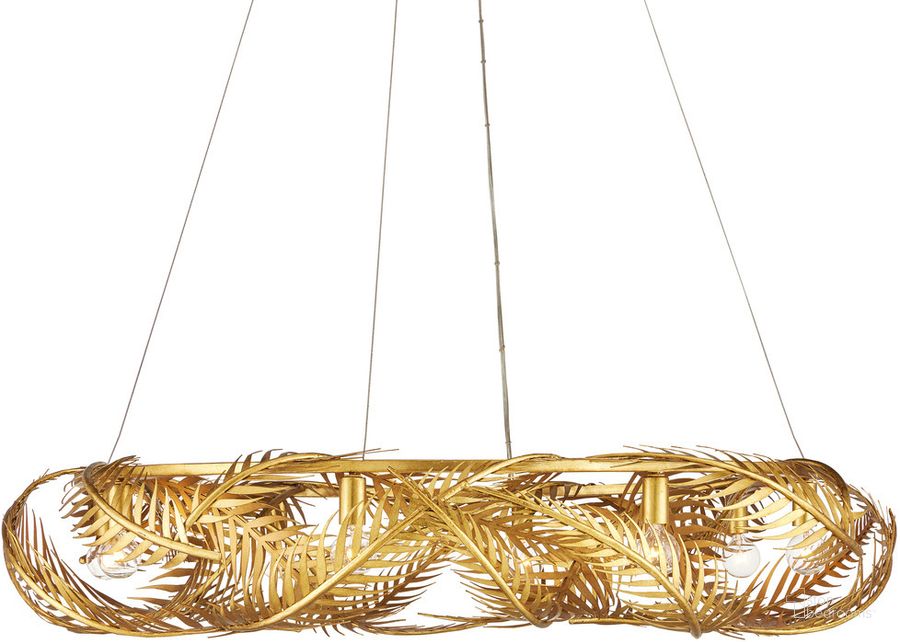 The appearance of Queenbee Palm Gold Ring Chandelier designed by Currey & Company in the modern / contemporary interior design. This gold piece of furniture  was selected by 1StopBedrooms from Aviva Stanoff Collection to add a touch of cosiness and style into your home. Sku: 9000-0937. Product Type: Chandelier. Material: Iron. Image1