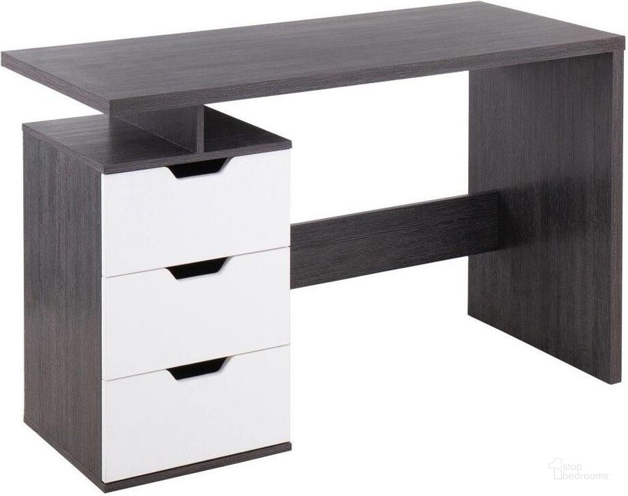 The appearance of Quinn Contemporary Desk In Charcoal Wood With White Wood Drawers designed by Lumisource in the modern / contemporary interior design. This charcoal piece of furniture  was selected by 1StopBedrooms from Quinn Collection to add a touch of cosiness and style into your home. Sku: OFD-QUINN CHAR. Product Type: Desk. Material: MDF. Image1