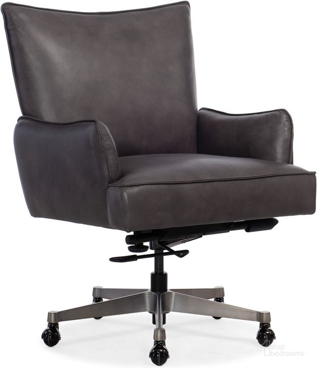 The appearance of Quinn Executive Swivel Tilt Chair In Dark Gray designed by Hooker in the transitional interior design. This dark gray piece of furniture  was selected by 1StopBedrooms from EC Collection to add a touch of cosiness and style into your home. Sku: EC426-095. Material: Leather. Product Type: Executive Chair. Image1