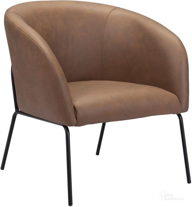 The appearance of Quinten Accent Chair Vintage Brown designed by Zuo Modern in the modern / contemporary interior design. This vintage brown piece of furniture  was selected by 1StopBedrooms from Quinten Collection to add a touch of cosiness and style into your home. Sku: 109055. Product Type: Accent Chair. Material: Plywood. Image1