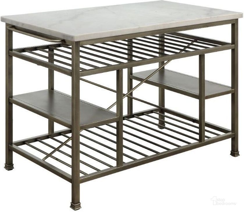 The appearance of Rackham Antique Pewter Kitchen Island, Kitchen Cart designed by Luminous Layouts in the industrial interior design. This antique pewter piece of furniture  was selected by 1StopBedrooms from Rackham Collection to add a touch of cosiness and style into your home. Sku: 98402. Material: Metal. Product Type: Kitchen Islands and Serving Cart. Image1