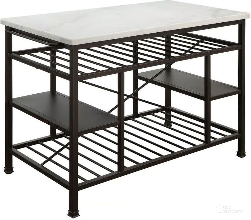 The appearance of Rackham Gunmetal Kitchen Island, Kitchen Cart designed by Luminous Layouts in the industrial interior design. This gunmetal piece of furniture  was selected by 1StopBedrooms from Rackham Collection to add a touch of cosiness and style into your home. Sku: 98400. Material: Metal. Product Type: Kitchen Islands and Serving Cart. Image1