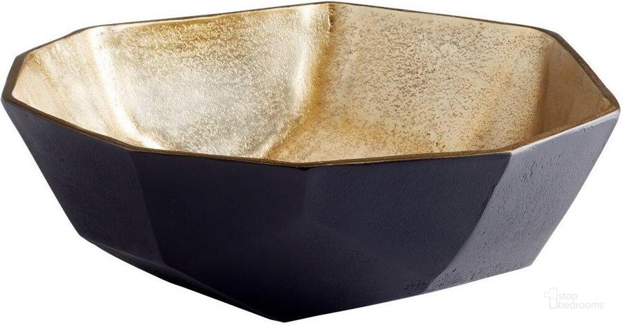 The appearance of Radia Matt Black And Gold Small Bowl designed by Cyan Design in the modern / contemporary interior design. This black and gold piece of furniture  was selected by 1StopBedrooms from Radia Collection to add a touch of cosiness and style into your home. Sku: 10622. Material: Aluminum. Product Type: Bowl.