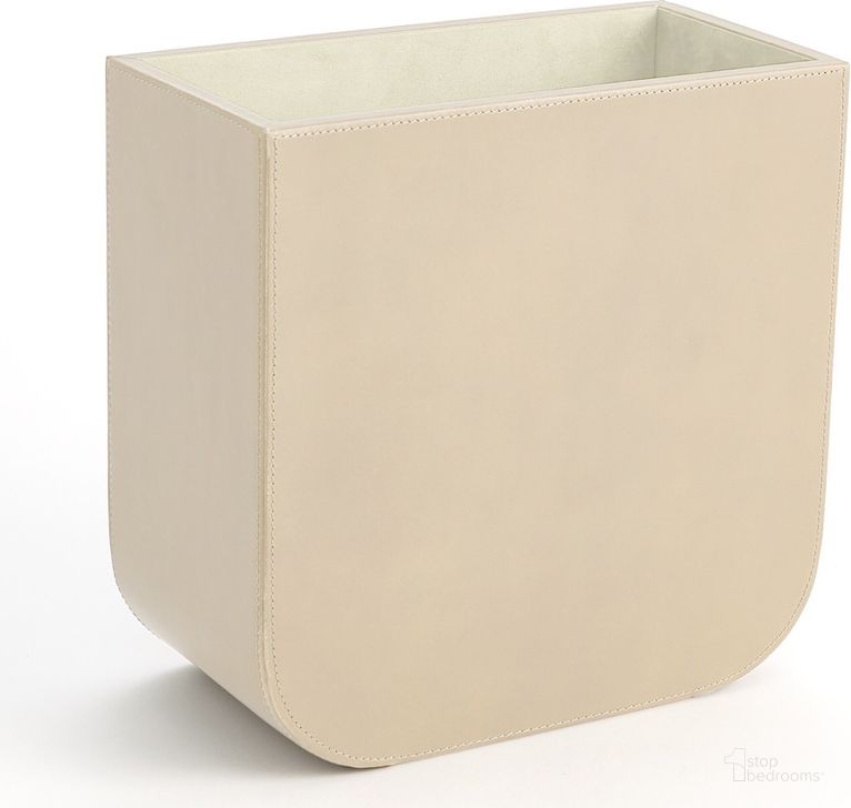 The appearance of Radius Edge Leather Wastebasket In Beige designed by Global Views in the modern / contemporary interior design. This white piece of furniture  was selected by 1StopBedrooms from Radius Collection to add a touch of cosiness and style into your home. Sku: 9.9379. Material: Leather. Product Type: Basket. Image1