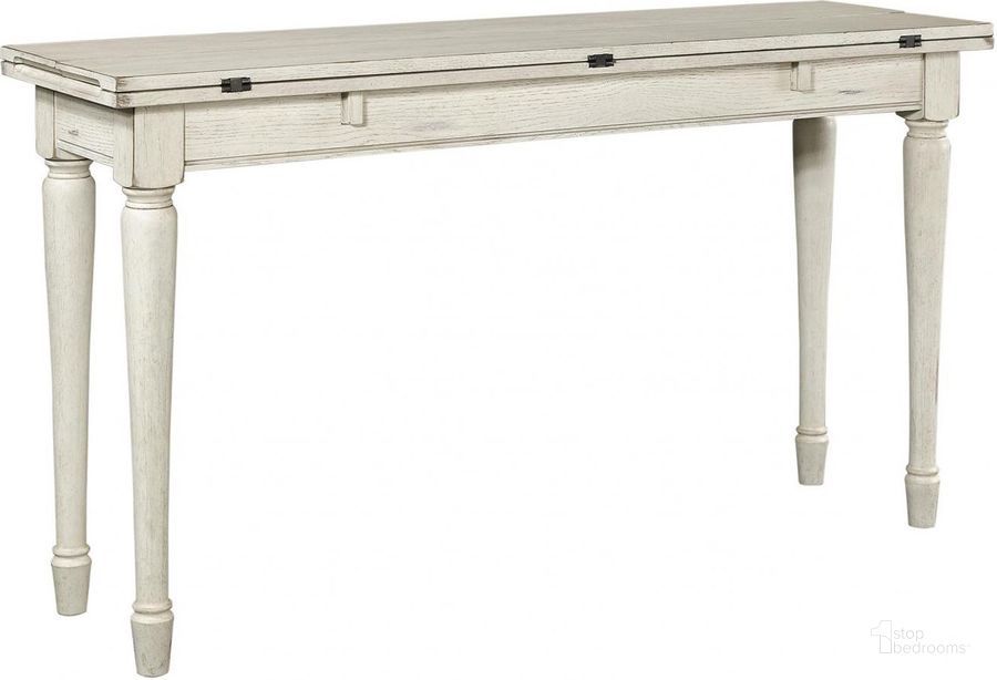 The appearance of Radius Sofa Table In White designed by Aspenhome in the transitional interior design. This white piece of furniture  was selected by 1StopBedrooms from Radius Collection to add a touch of cosiness and style into your home. Sku: I233-9151. Material: Wood. Product Type: Sofa Table. Image1