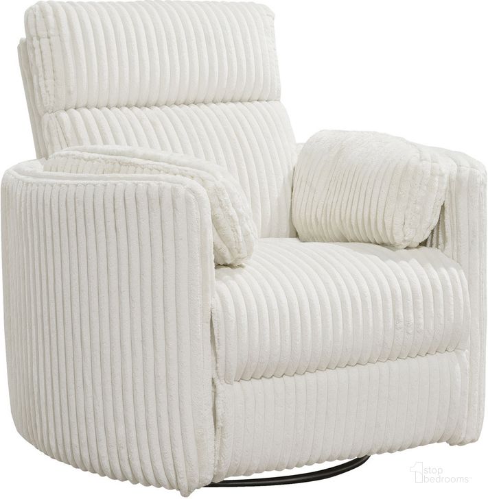 The appearance of Radius Swivel Power Glider Recliner In Off White designed by Parker House in the modern / contemporary interior design. This off white piece of furniture  was selected by 1StopBedrooms from Radius Collection to add a touch of cosiness and style into your home. Sku: MRAD#812GSP-MGIV. Material: Polyester. Product Type: Recliner. Image1