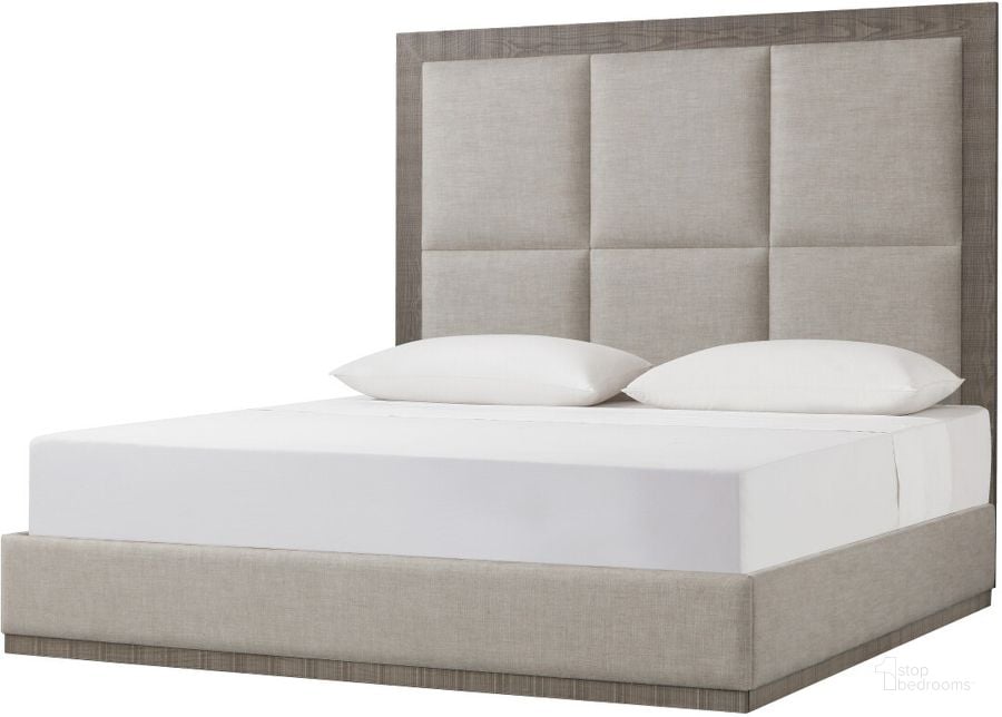 The appearance of Raffles King Panel Bed In Grey And Mendota Oatmeal designed by Sonder Living in the modern / contemporary interior design. This beige piece of furniture  was selected by 1StopBedrooms from Raffles Collection to add a touch of cosiness and style into your home. Sku: FG0803135. Bed Type: Panel Bed. Material: Wood. Product Type: Panel Bed. Bed Size: King. Image1
