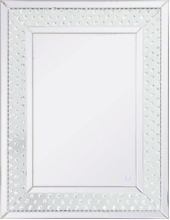 The appearance of Raiden 28 X 36 Inch Led Crystal Mirror designed by Elegant Lighting in the modern / contemporary interior design. This clear piece of furniture  was selected by 1StopBedrooms from Raiden Collection to add a touch of cosiness and style into your home. Sku: MRE92836. Product Type: Mirror. Material: MDF. Image1