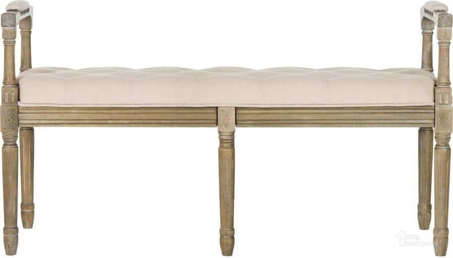 The appearance of Raiden Beige Linen and Rustic Oak Bench designed by Safavieh in the modern / contemporary interior design. This beige piece of furniture  was selected by 1StopBedrooms from Raiden Collection to add a touch of cosiness and style into your home. Sku: FOX6263A. Product Type: Bench. Material: Iron. Image1