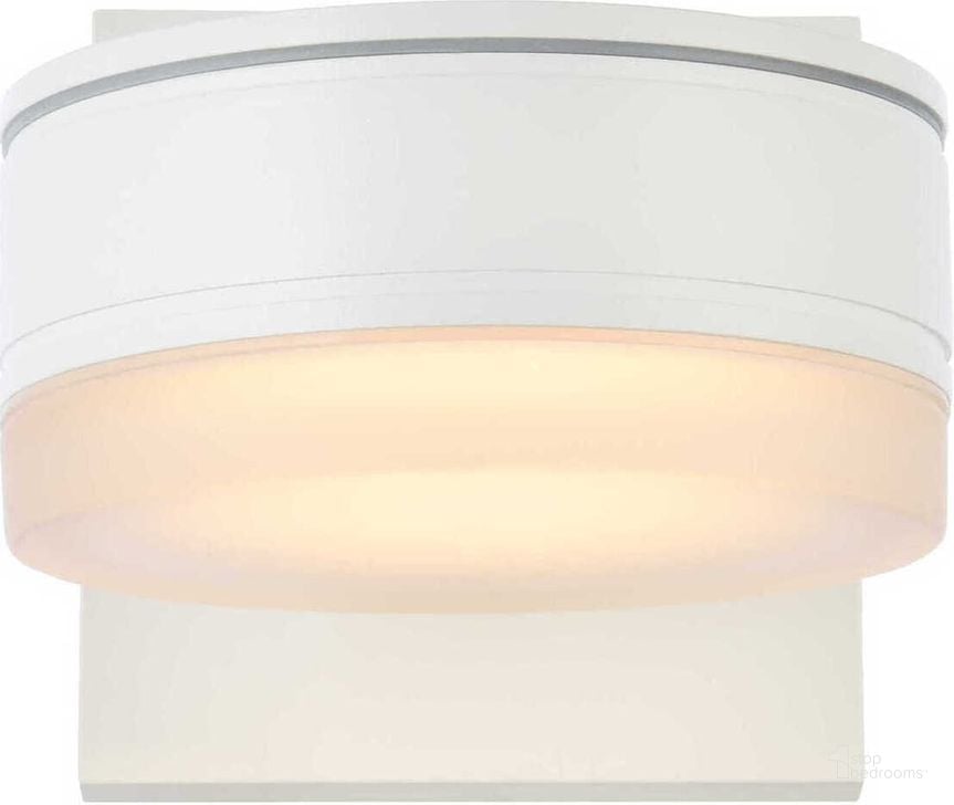The appearance of Raine Integrated Led Wall Sconce In White LDOD4013WH designed by Elegant Lighting in the transitional interior design. This white piece of furniture  was selected by 1StopBedrooms from Raine Collection to add a touch of cosiness and style into your home. Sku: LDOD4013WH. Material: Aluminum. Product Type: Wall Sconce. Image1