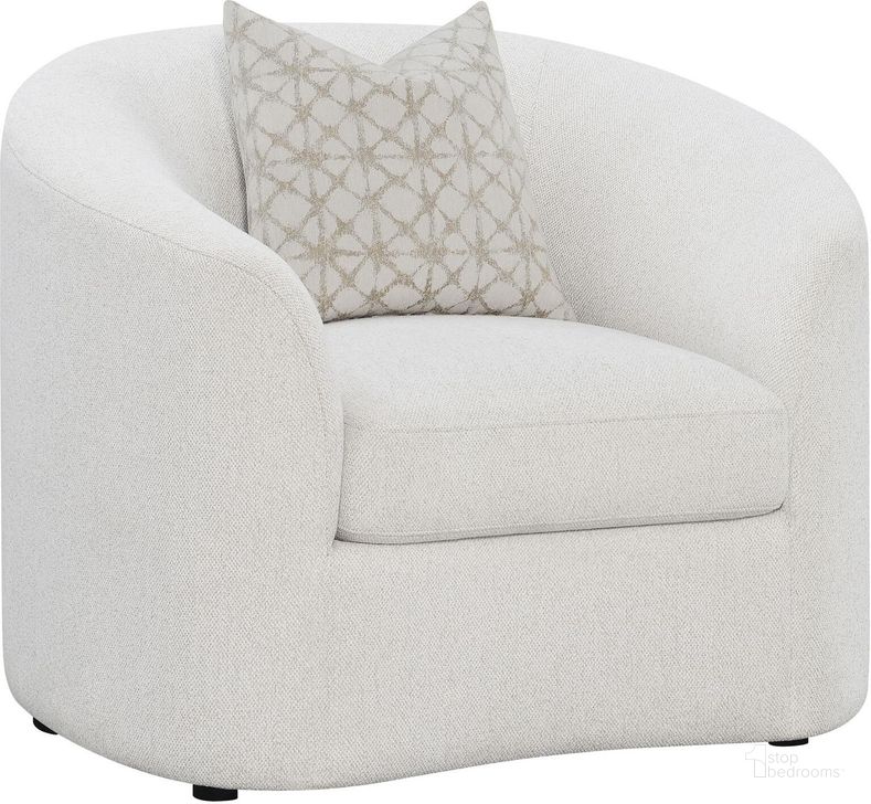 The appearance of Rainn Upholstered Tight Back Chair Latte designed by Coaster in the transitional interior design. This latte piece of furniture  was selected by 1StopBedrooms from Rainn Collection to add a touch of cosiness and style into your home. Sku: 509173. Product Type: Accent Chair. Material: Plastic. Image1