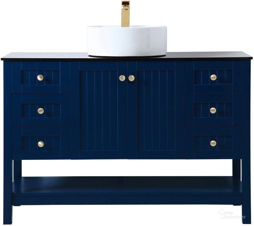 The appearance of Ralph 48 Inch Vessel Sink Bathroom Vanity In Blue designed by Elegant Lighting in the transitional interior design. This blue piece of furniture  was selected by 1StopBedrooms from Ralph Collection to add a touch of cosiness and style into your home. Sku: VF16248BL. Material: Steel. Product Type: Bathroom Vanity. Image1