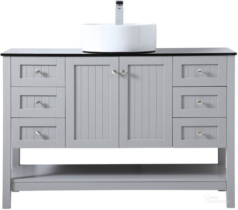 The appearance of Ralph 48 Inch Vessel Sink Bathroom Vanity In Gray designed by Elegant Lighting in the transitional interior design. This gray piece of furniture  was selected by 1StopBedrooms from Ralph Collection to add a touch of cosiness and style into your home. Sku: VF16248GR. Material: Steel. Product Type: Bathroom Vanity. Image1