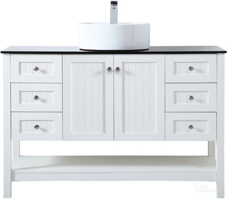 The appearance of Ralph 48 Inch Vessel Sink Bathroom Vanity In White designed by Elegant Lighting in the transitional interior design. This white piece of furniture  was selected by 1StopBedrooms from Ralph Collection to add a touch of cosiness and style into your home. Sku: VF16248WH. Material: Steel. Product Type: Bathroom Vanity. Image1