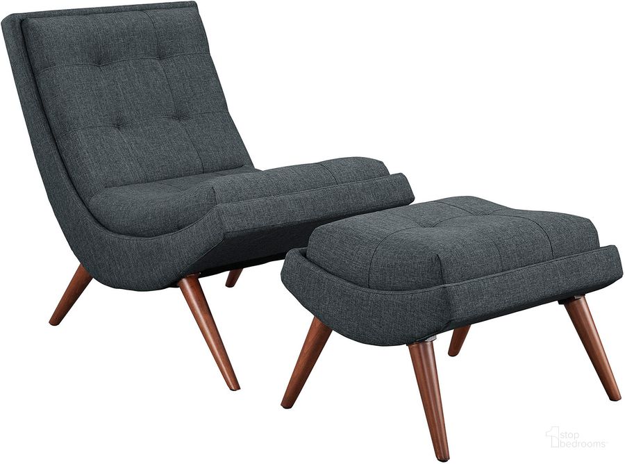 The appearance of Ramp Gray Upholstered Fabric Lounge Chair Set designed by Modway in the modern / contemporary interior design. This gray piece of furniture  was selected by 1StopBedrooms from Ramp Collection to add a touch of cosiness and style into your home. Sku: EEI-2143-GRY. Material: Wood. Product Type: Living Room Chair. Image1