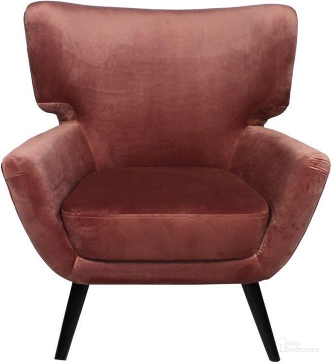 The appearance of Ramsey Lounge Chair In Blush designed by Moti in the transitional interior design. This blush piece of furniture  was selected by 1StopBedrooms from Ramsey Collection to add a touch of cosiness and style into your home. Sku: 88023032. Product Type: Arm Chair. Material: Velvet. Image1