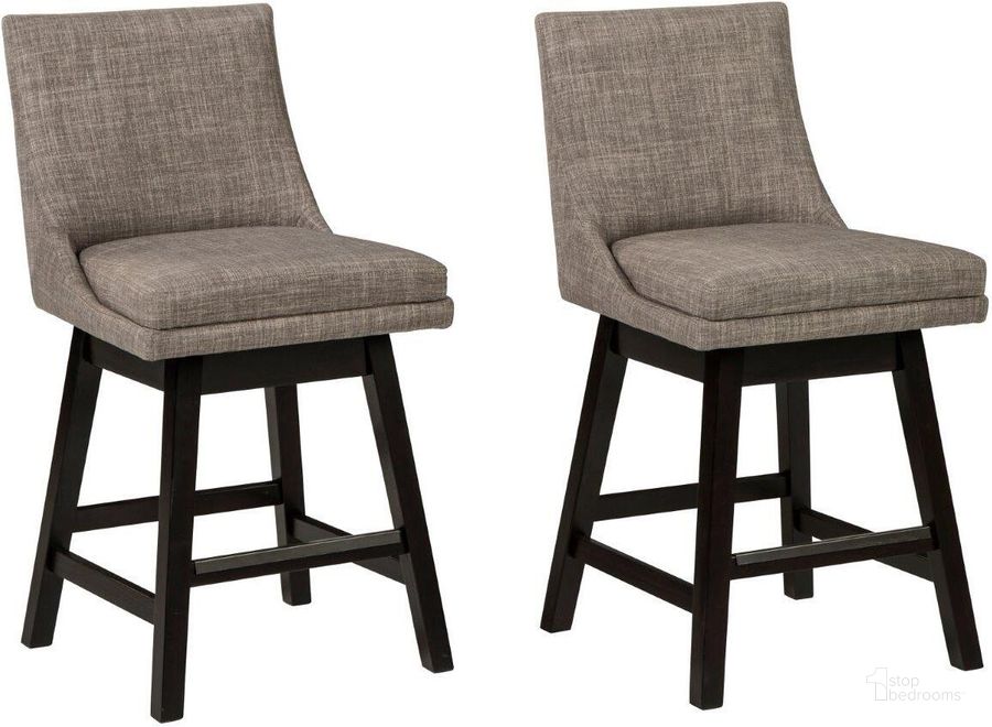 The appearance of Randalson Light Gray Barstool Set of 2 0qd24495271 designed by Bennett Interiors in the transitional interior design. This light gray piece of furniture  was selected by 1StopBedrooms from Randalson Collection to add a touch of cosiness and style into your home. Sku: D380-424. Material: Fabric. Product Type: Barstool. Image1