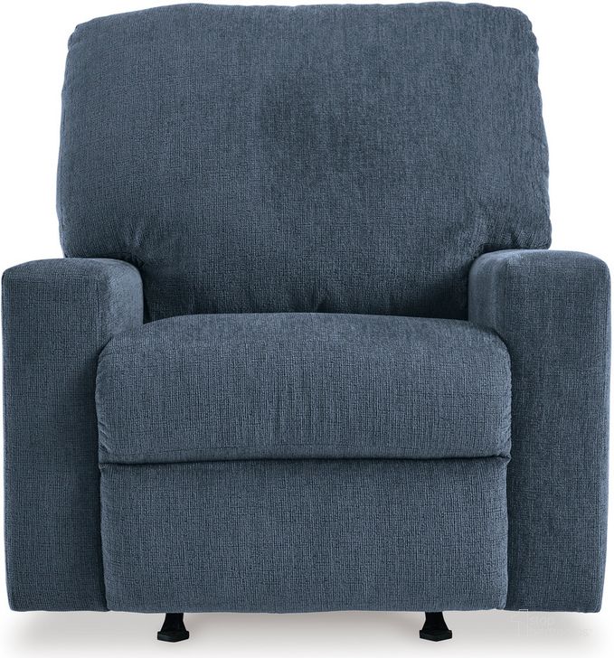 The appearance of Rannis Rocker Recliner In Navy designed by Signature Design by Ashley in the modern / contemporary interior design. This navy piece of furniture  was selected by 1StopBedrooms from Rannis Collection to add a touch of cosiness and style into your home. Sku: 5360425. Material: Fabric. Product Type: Rocker Recliner. Image1