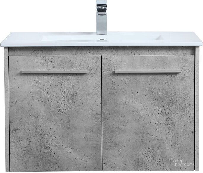 The appearance of Rasina 30 Inch Single Bathroom Floating Vanity In Concrete Grey designed by Elegant Lighting in the transitional interior design. This grey piece of furniture  was selected by 1StopBedrooms from Rasina Collection to add a touch of cosiness and style into your home. Sku: VF44030CG. Material: MDF. Product Type: Bathroom Vanity. Image1