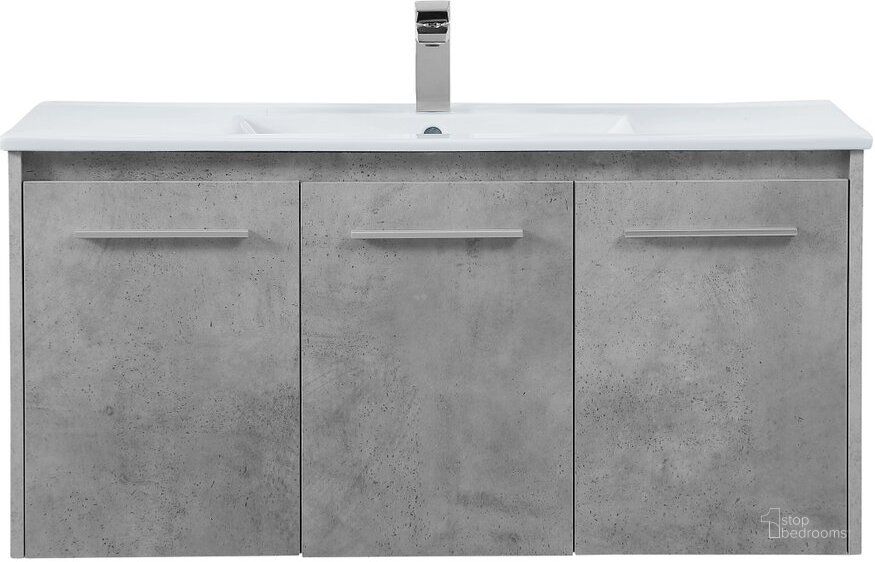 The appearance of Rasina 40 Inch Single Bathroom Floating Vanity In Concrete Grey designed by Elegant Lighting in the transitional interior design. This grey piece of furniture  was selected by 1StopBedrooms from Rasina Collection to add a touch of cosiness and style into your home. Sku: VF44040CG. Material: MDF. Product Type: Bathroom Vanity. Image1