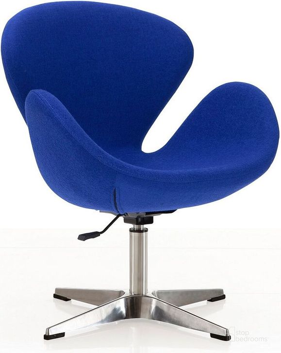 The appearance of Raspberry Adjustable Swivel Chair in Blue and Polished Chrome designed by Manhattan Comfort in the modern / contemporary interior design. This blue piece of furniture  was selected by 1StopBedrooms from Raspberry Collection to add a touch of cosiness and style into your home. Sku: AC038-BL. Material: Metal. Product Type: Swivel Chair. Image1