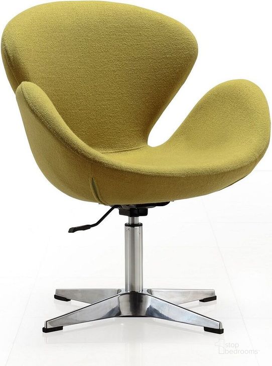 The appearance of Raspberry Adjustable Swivel Chair in Green and Polished Chrome designed by Manhattan Comfort in the modern / contemporary interior design. This green piece of furniture  was selected by 1StopBedrooms from Raspberry Collection to add a touch of cosiness and style into your home. Sku: AC038-GR. Material: Metal. Product Type: Swivel Chair. Image1